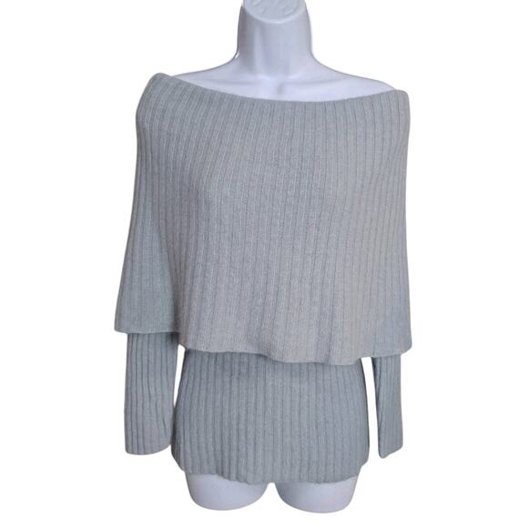 Newport News Sweaters - Newport News Caped Off Shoulder Sweater Sz S Ribbed Angora/Lambswool Blend Blue
